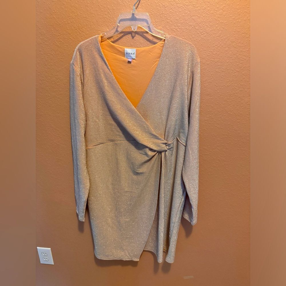 Sierra peachy nude glitter dress